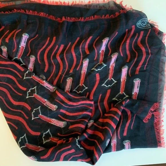 NWT Valentino GARAVANI Scarf Lipstick Black Red